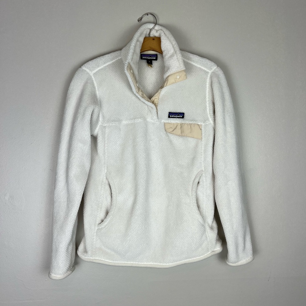 Patagonia Off White 1/4 Snap Fleece Pullover Jacket Size Small Women’s